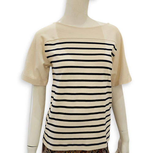 Boat neck striped blouse  Small Beige Ready-To-Wear in cotton CL2607-22703 1