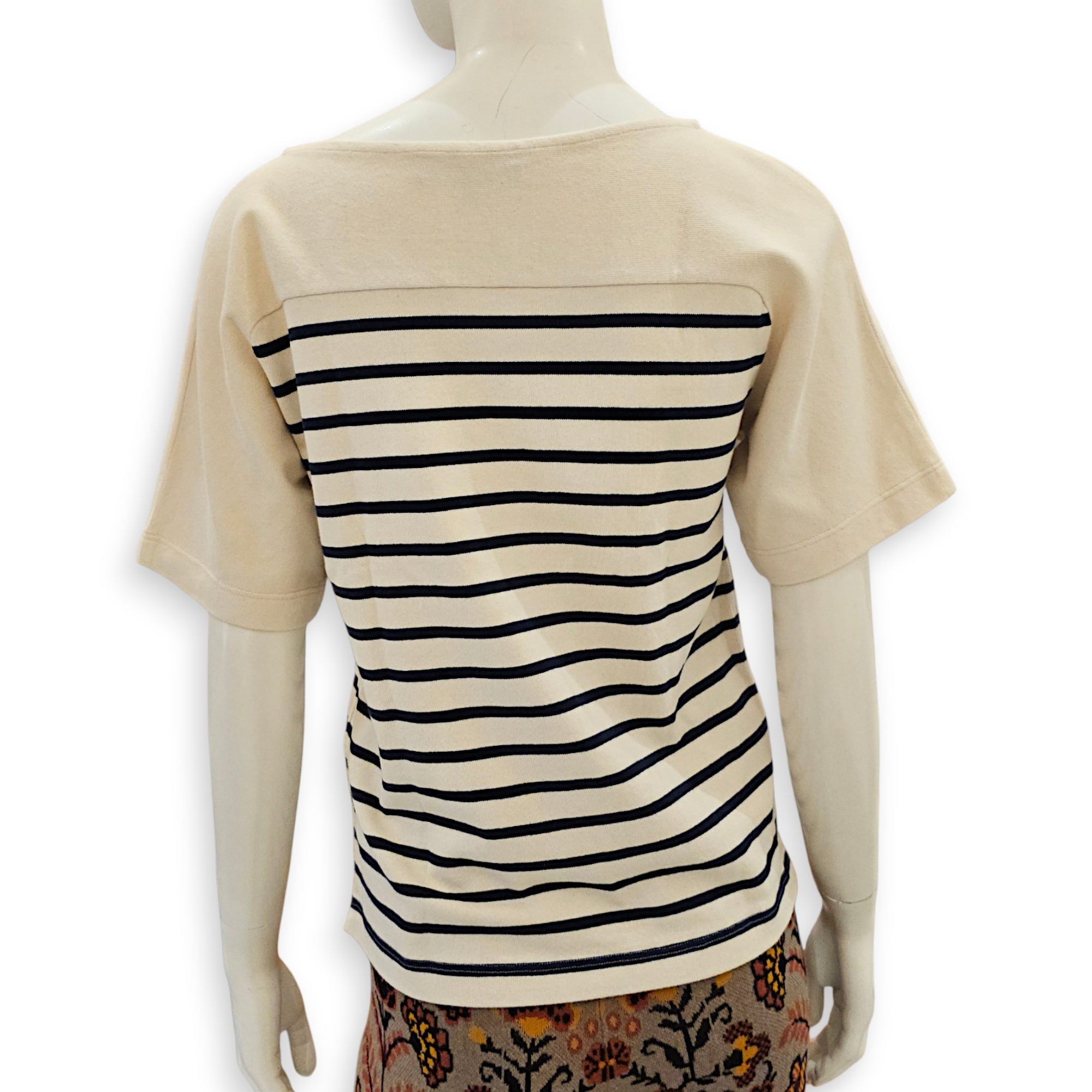 Boat neck striped blouse  Small Beige Ready-To-Wear in cotton CL2607-22703 2