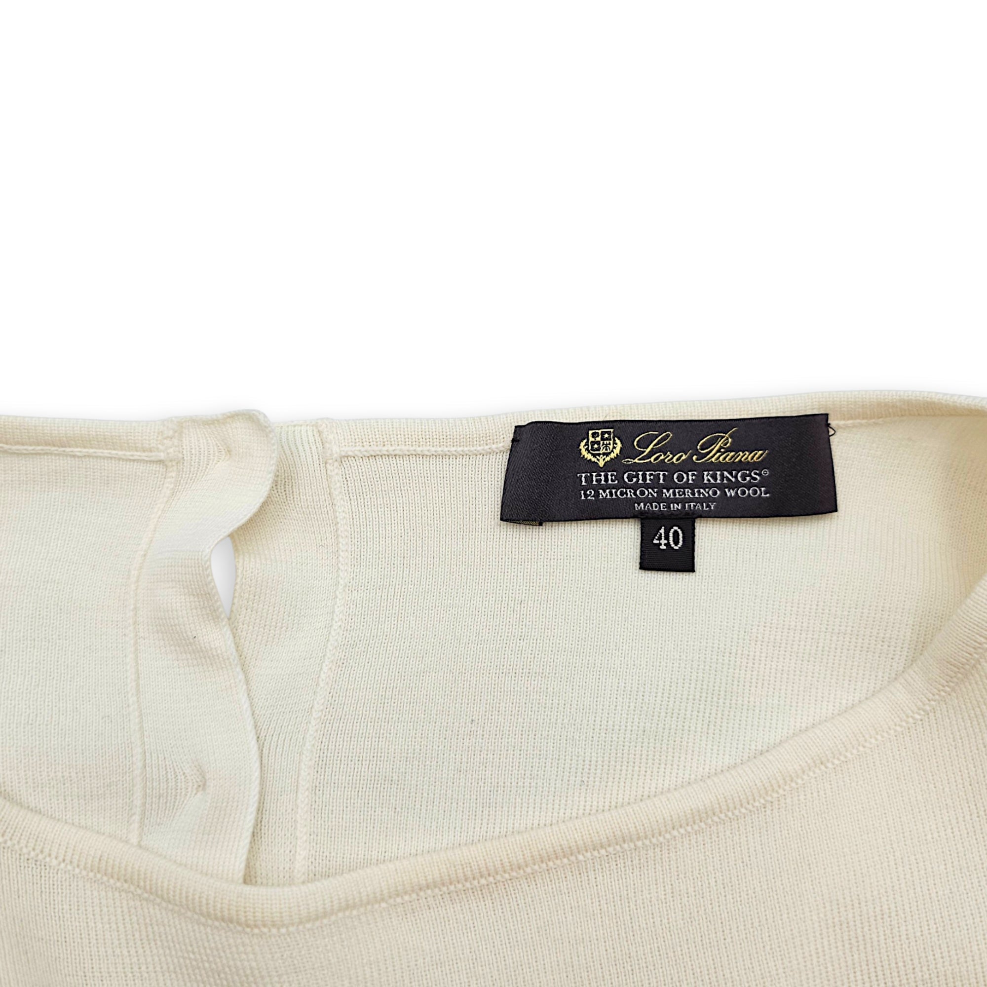 Boat neck striped  3 quarter sleeved blouse  40 Beige Ready-To-Wear in wool CL2607-22704 3