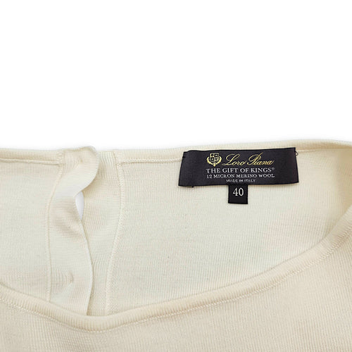 Boat neck striped  3 quarter sleeved blouse  40 Beige Ready-To-Wear in wool CL2607-22704 3
