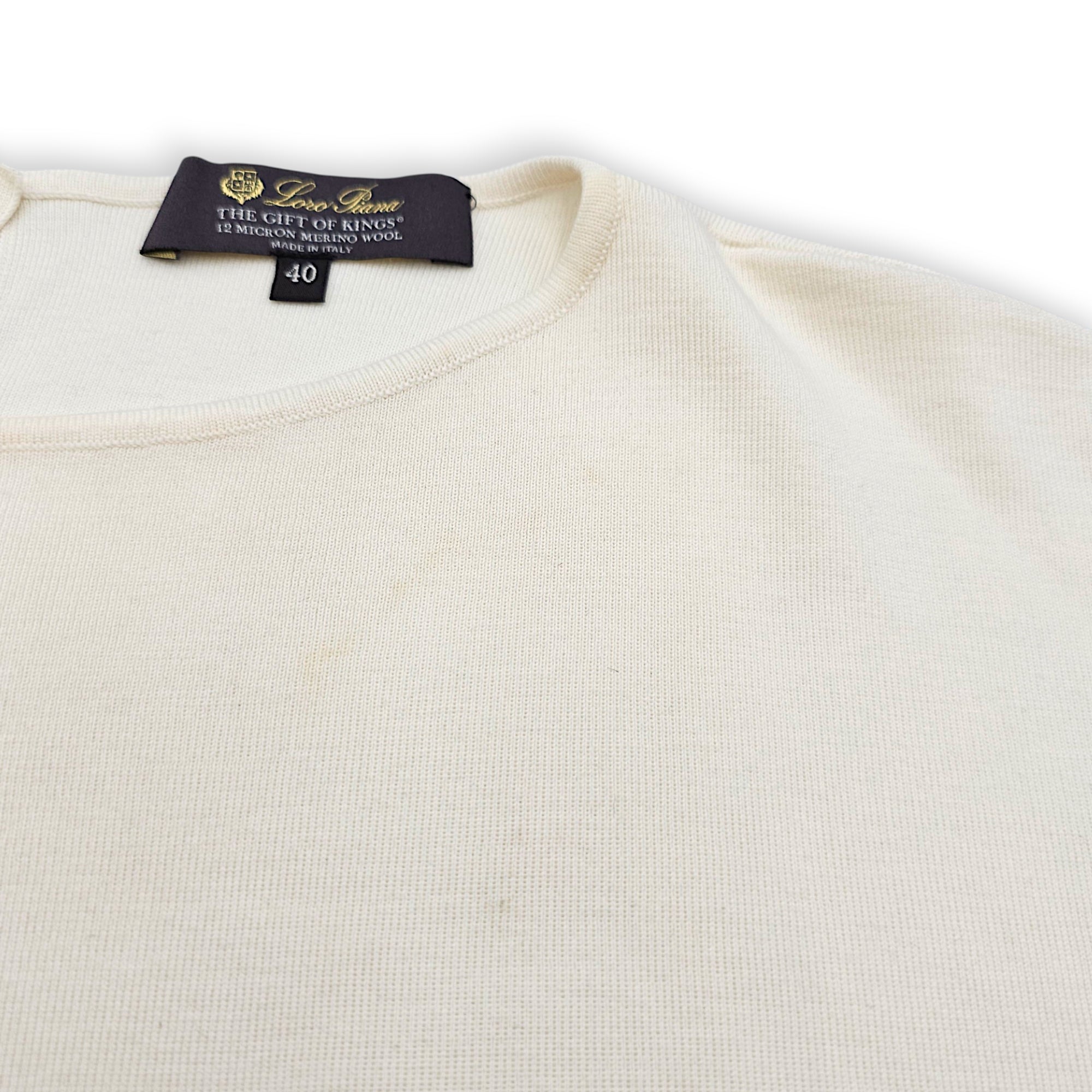 Boat neck striped  3 quarter sleeved blouse  40 Beige Ready-To-Wear in wool CL2607-22704 4