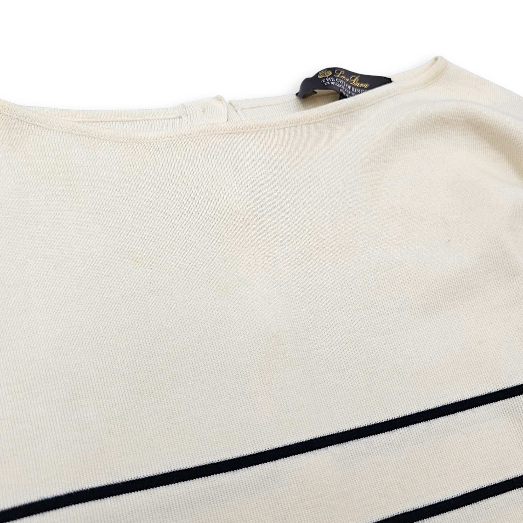 Boat neck striped  3 quarter sleeved blouse  40 Beige Ready-To-Wear in wool CL2607-22704 7