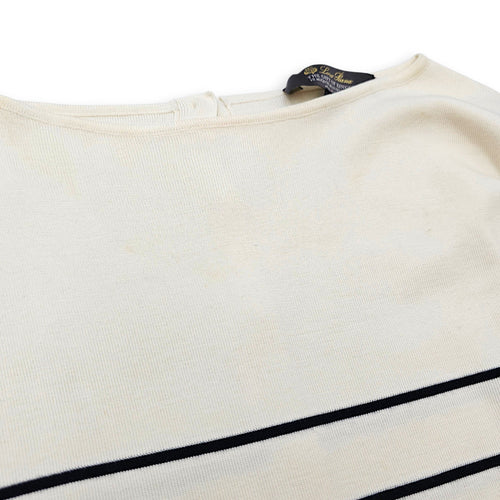 Boat neck striped  3 quarter sleeved blouse  40 Beige Ready-To-Wear in wool CL2607-22704 7