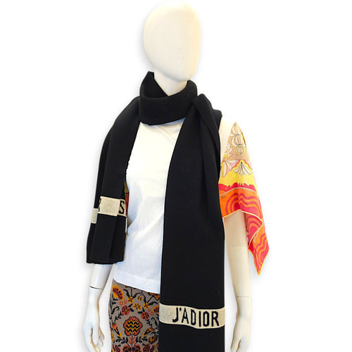 Scarf 220cm x35cm Black Shawl in cashmere CL2607-22705 1