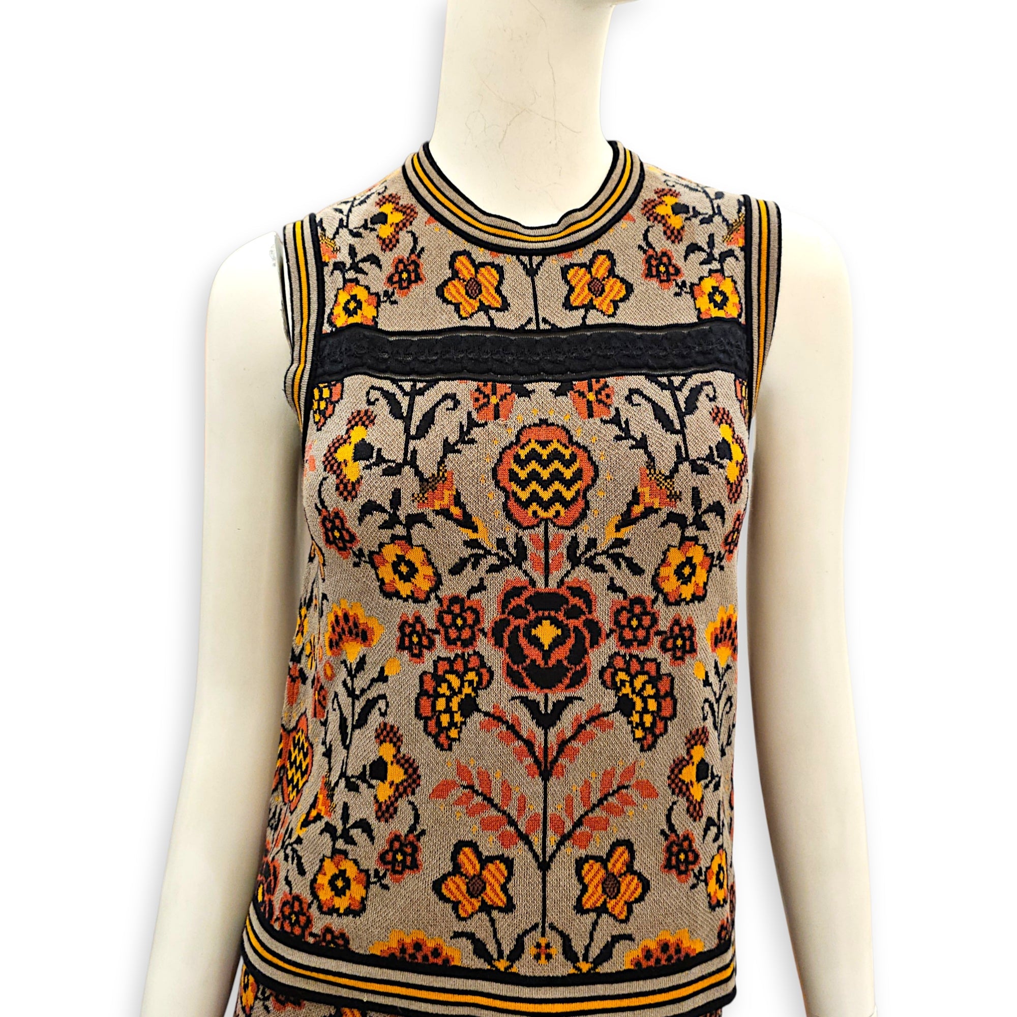 Floral Printed Top with Matching Pants  38 Grey Ready-To-Wear in cotton CL2607-22707 3