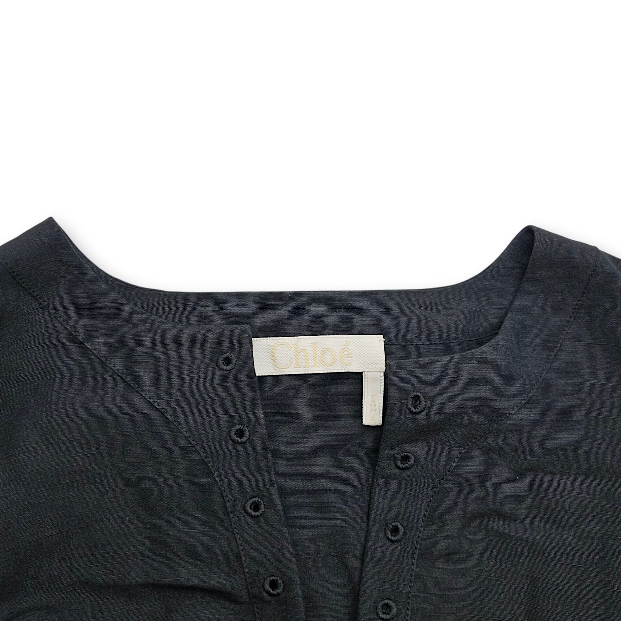 Puff Sleeved Blouse  38 Black Ready-To-Wear in linen CL2607-22708 3