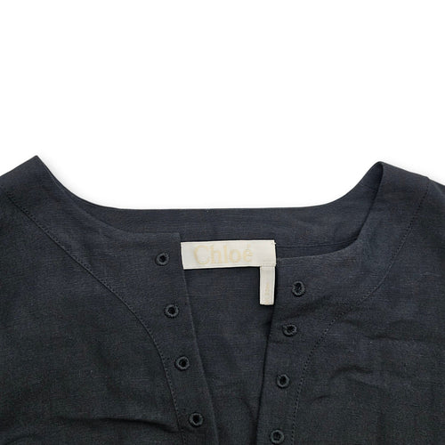 Puff Sleeved Blouse  38 Black Ready-To-Wear in linen CL2607-22708 3
