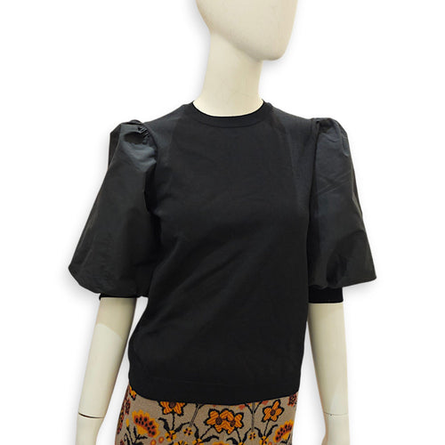 Puffed Sleeved Blouse  Medium Black Ready-To-Wear in Cotton CL2607-22709 1