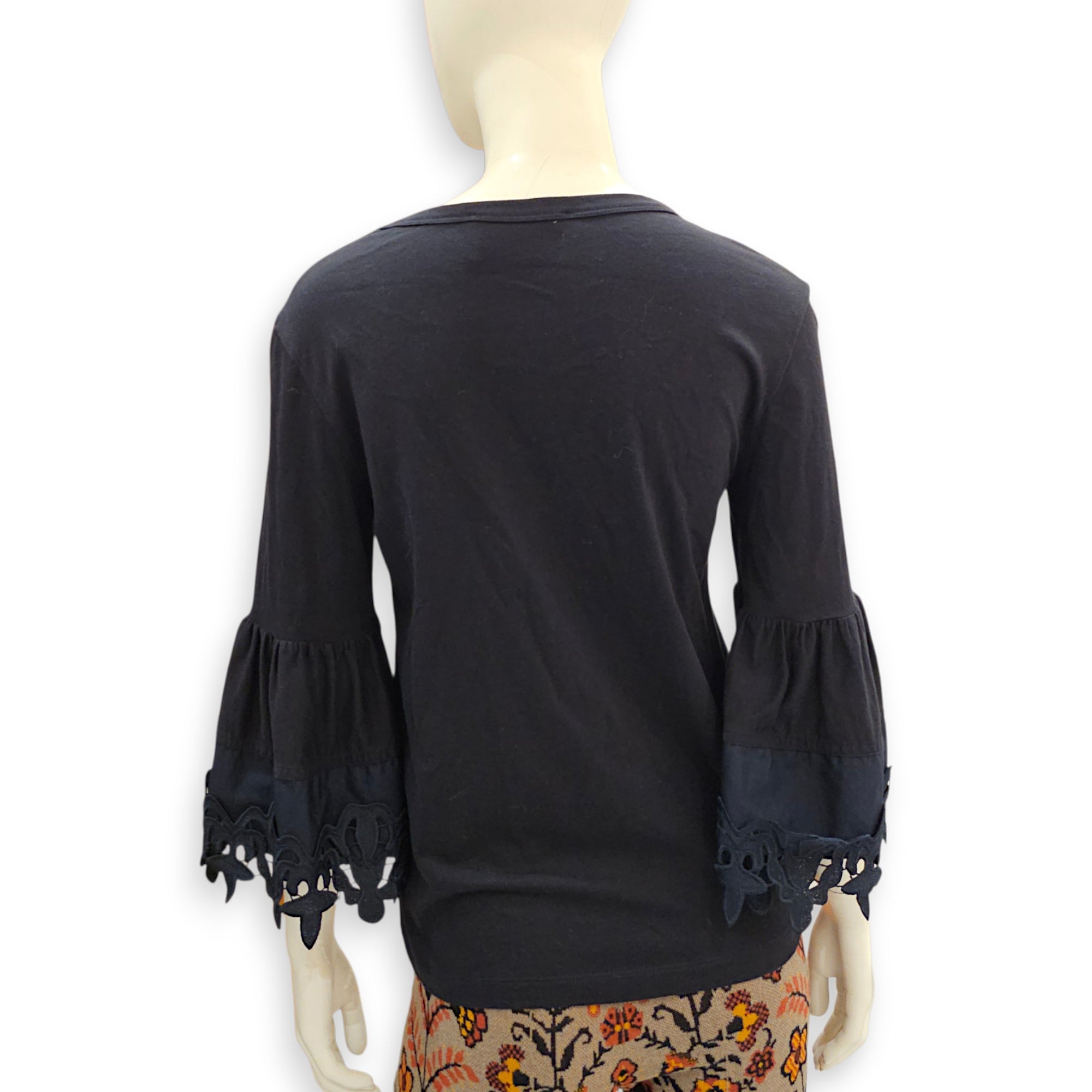 Blouse with Lacey Sleeve  Small Black Ready-To-Wear in Cotton CL2607-22710 2