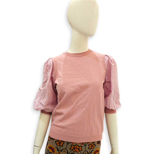Puff Sleeved Blouse Size M Pink Ready-To-Wear in Viscose