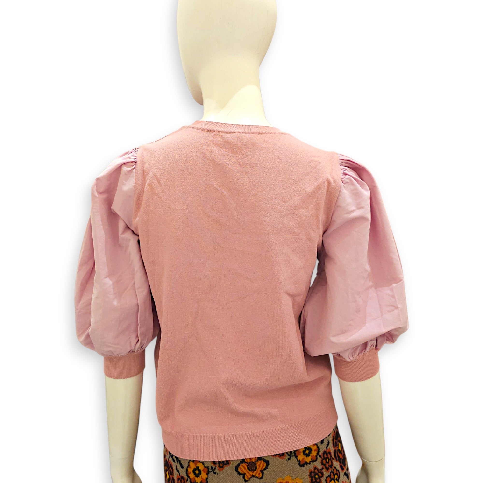 Puff Sleeved Blouse Size M Pink Ready-To-Wear in Viscose