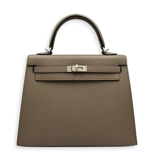 Sellier Kelly 25 Gris Asphalt in Epsom Palladium hardware CL2607-22714 1