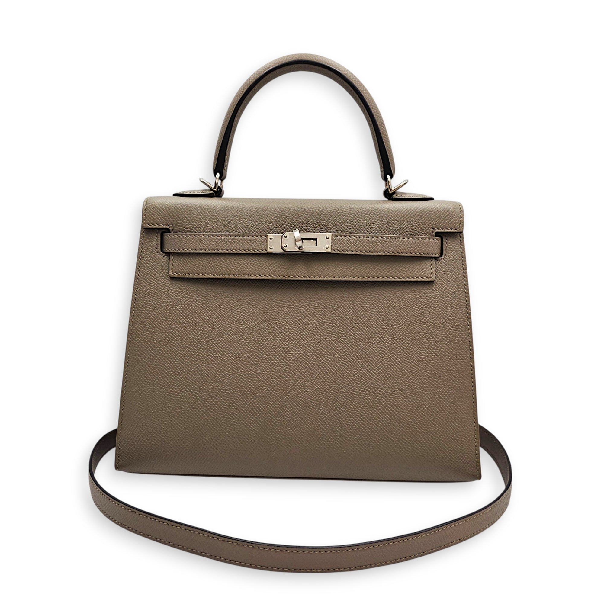 Sellier Kelly 25 Gris Asphalt in Epsom Palladium hardware CL2607-22714 11
