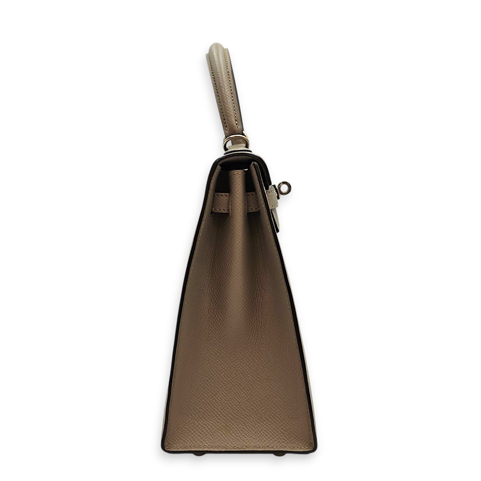 Sellier Kelly 25 Gris Asphalt in Epsom Palladium hardware CL2607-22714 3