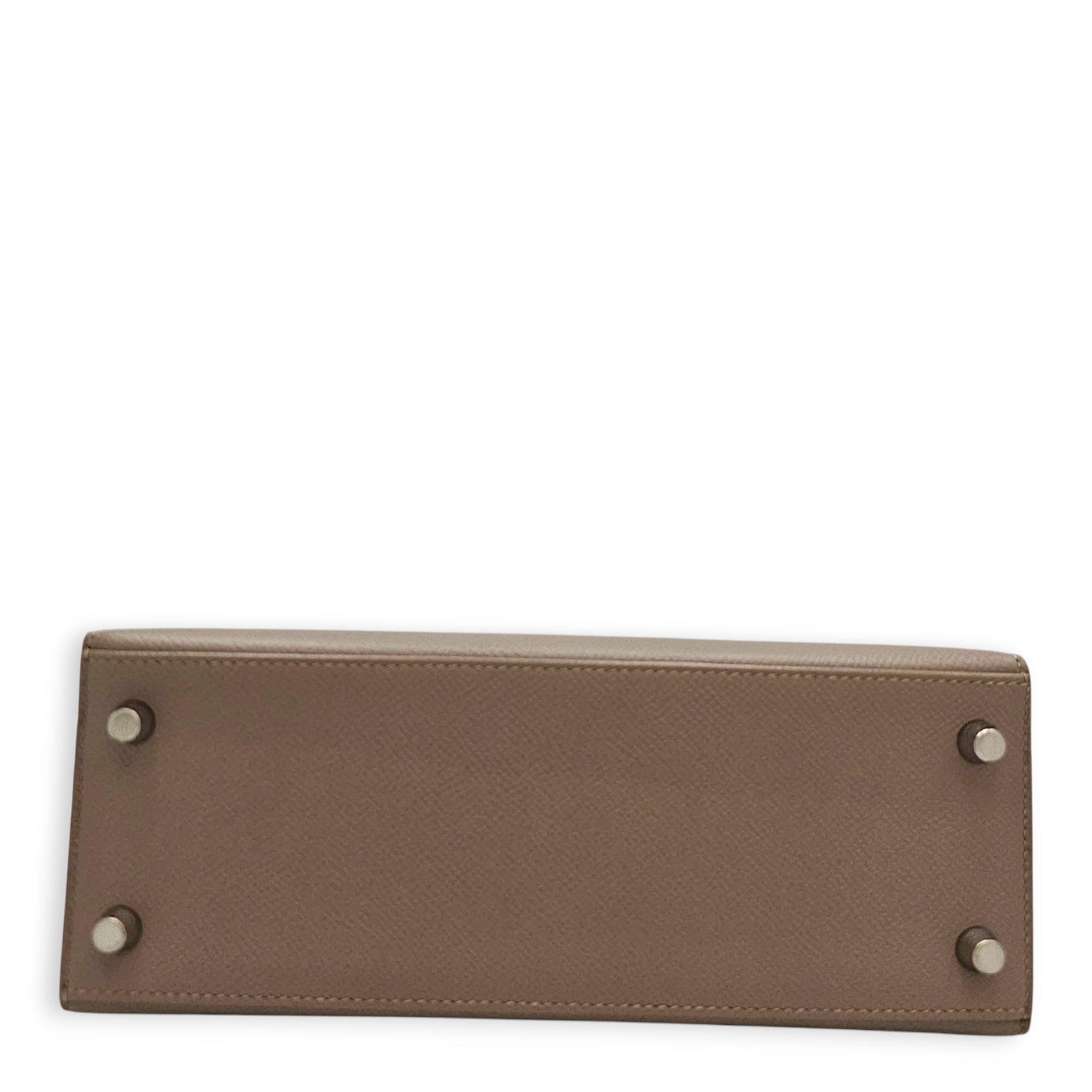 Sellier Kelly 25 Gris Asphalt in Epsom Palladium hardware CL2607-22714 5