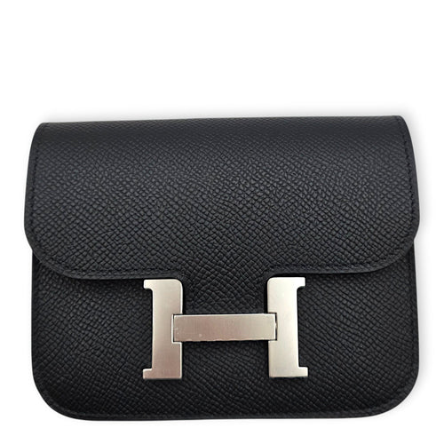 Constance Slim Black Wallet in Epsom Palladium hardware CL2607-22716 1