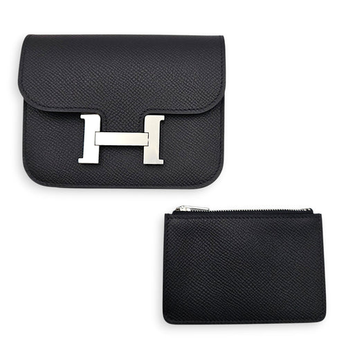 Constance Slim Black Wallet in Epsom Palladium hardware CL2607-22716 3