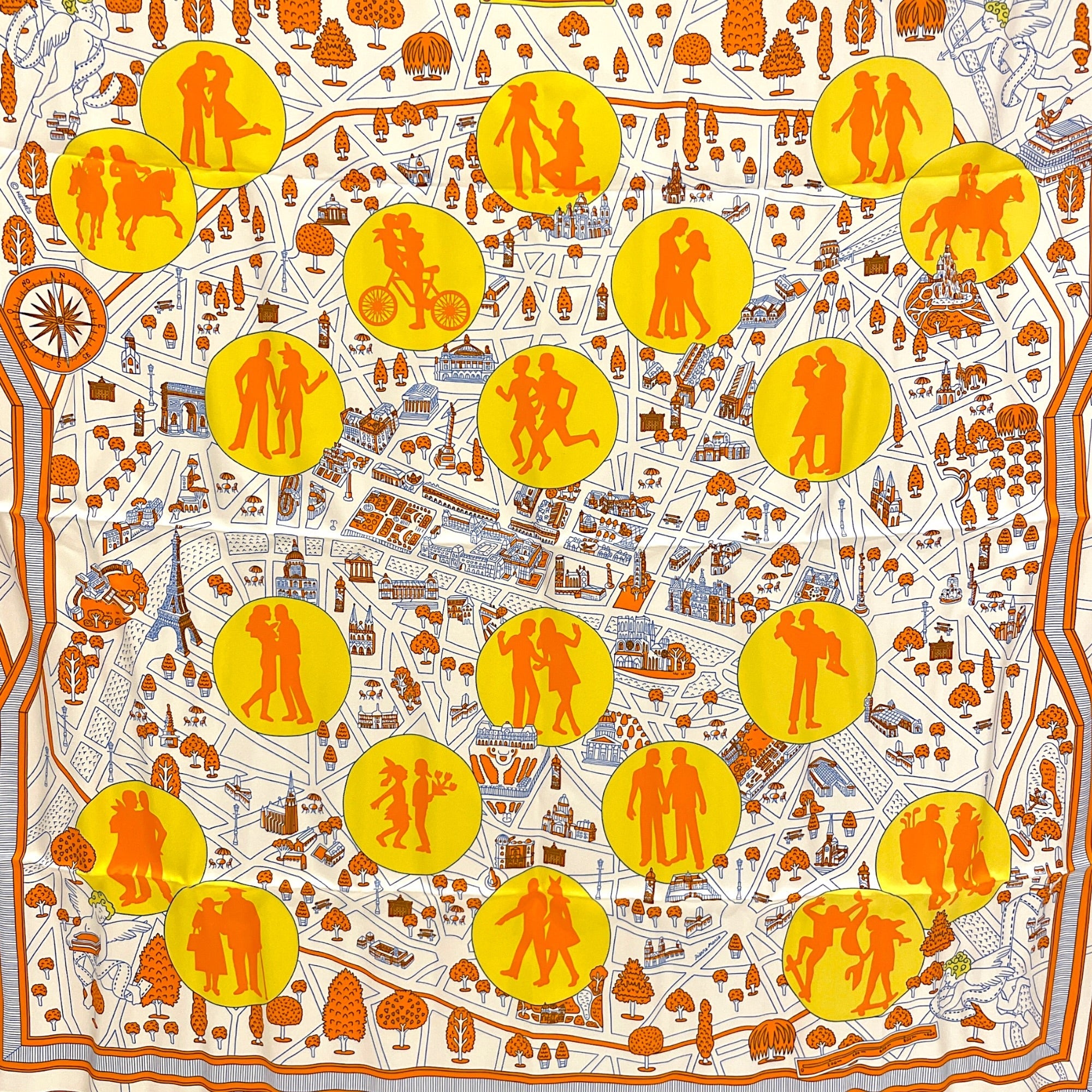 Les Nouveaux Amoureux de Paris 90 Jaune/Blanc/Orange Scarf CL2607-22735 2