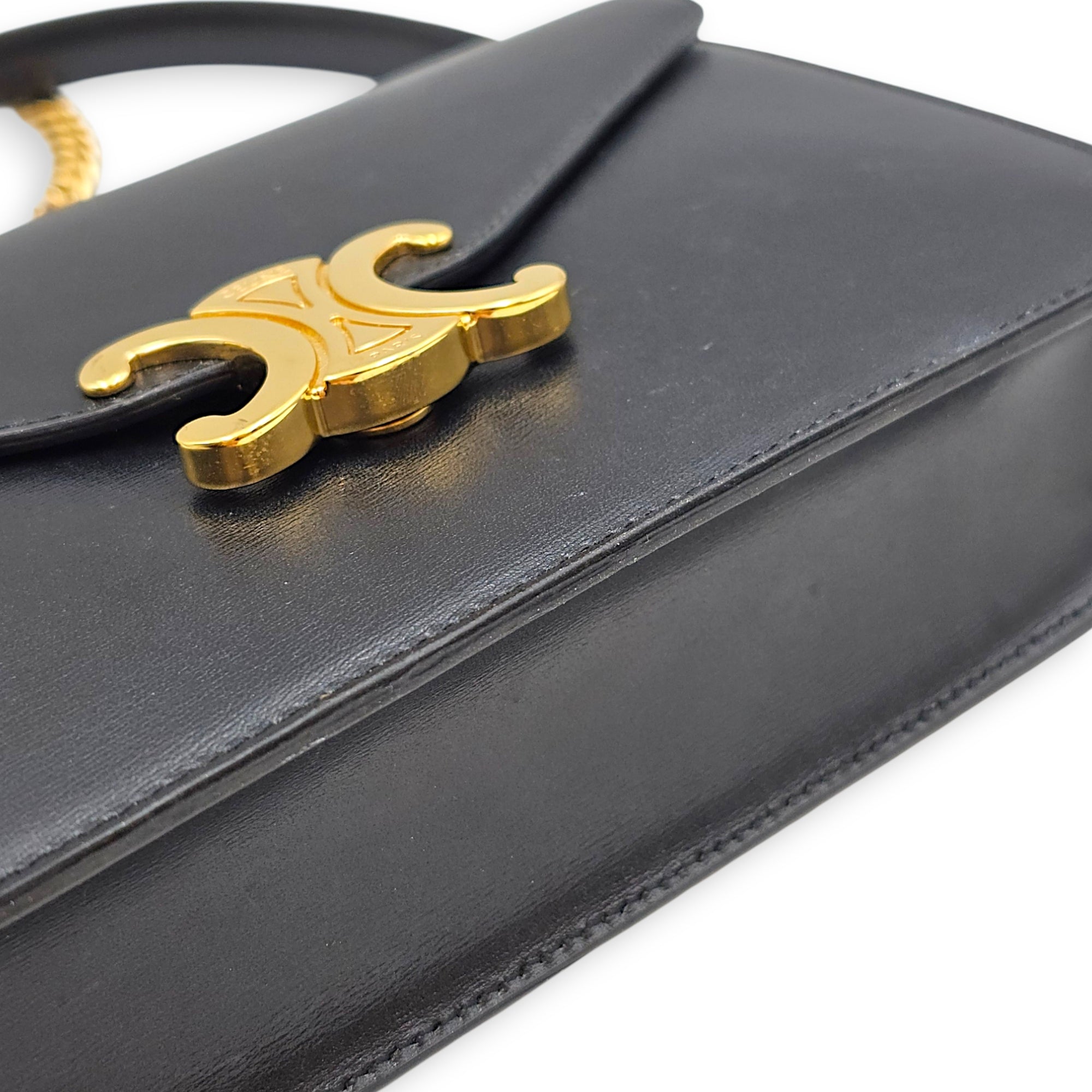 Margo Triomphe Black Wallet On Chain in Calfskin Gold hardware CL2607-22737 10