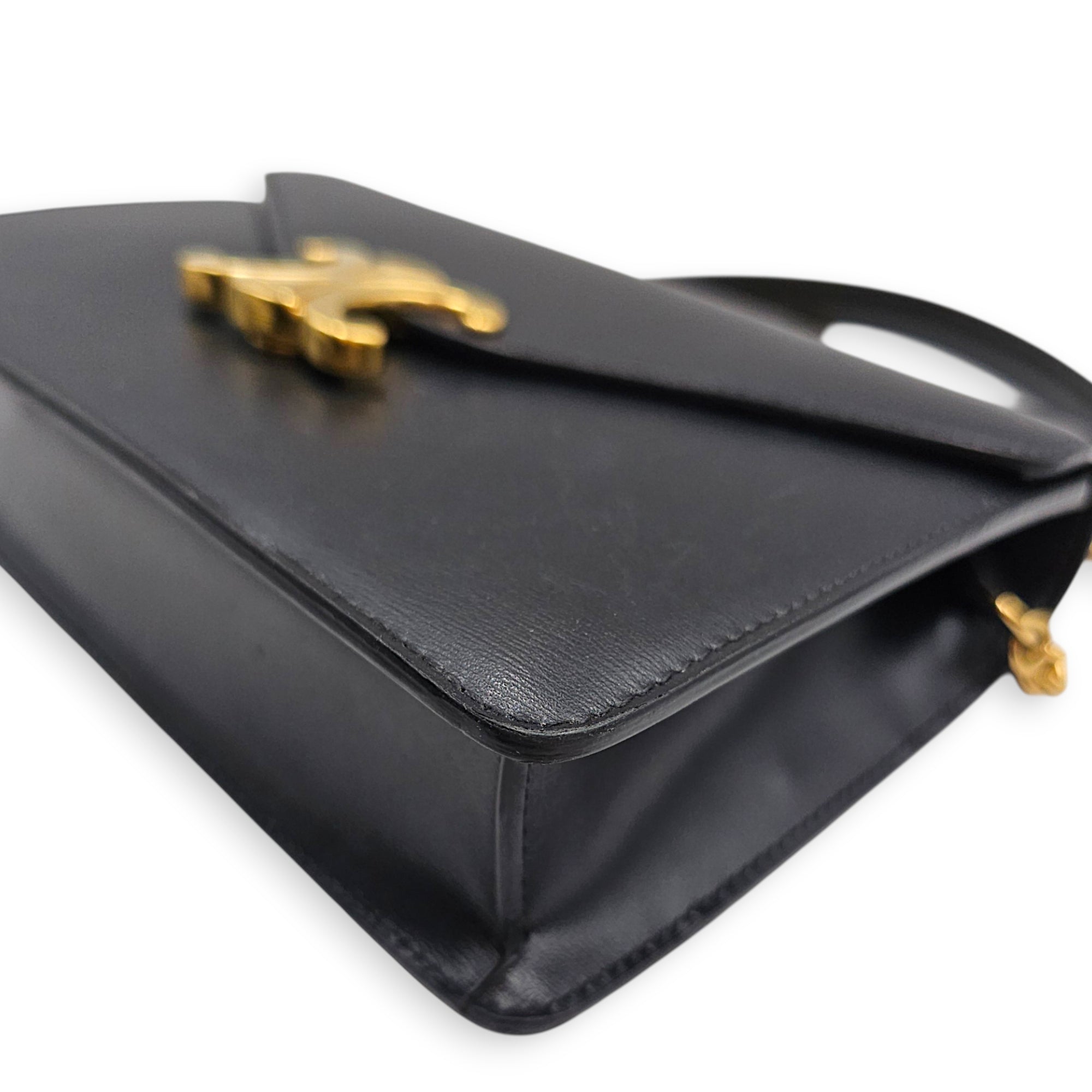 Margo Triomphe Black Wallet On Chain in Calfskin Gold hardware CL2607-22737 12