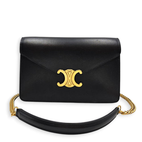 Margo Triomphe Black Wallet On Chain in Calfskin Gold hardware CL2607-22737 14