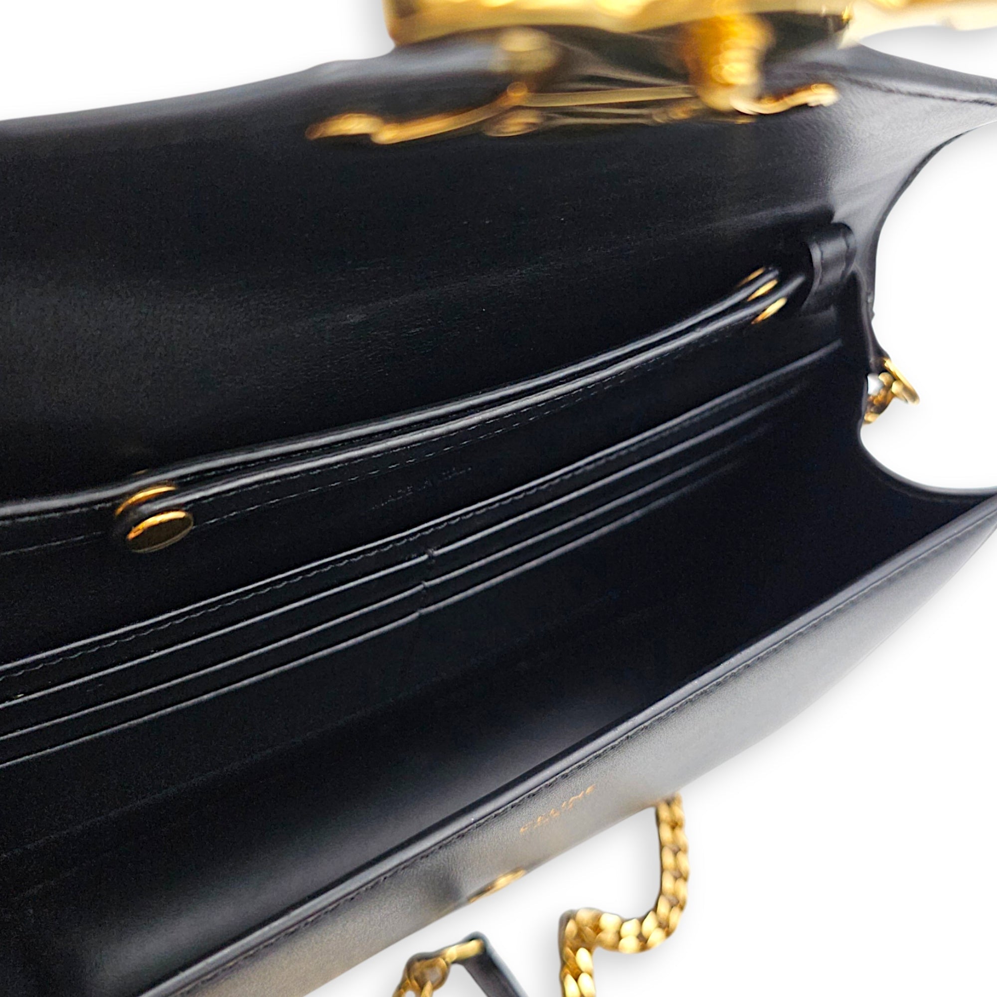 Margo Triomphe Black Wallet On Chain in Calfskin Gold hardware CL2607-22737 6