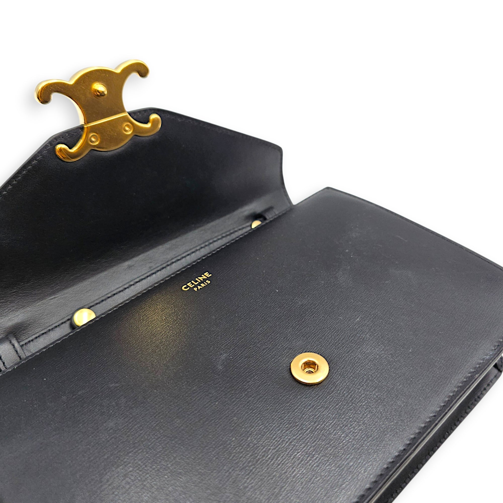 Margo Triomphe Black Wallet On Chain in Calfskin Gold hardware CL2607-22737 7