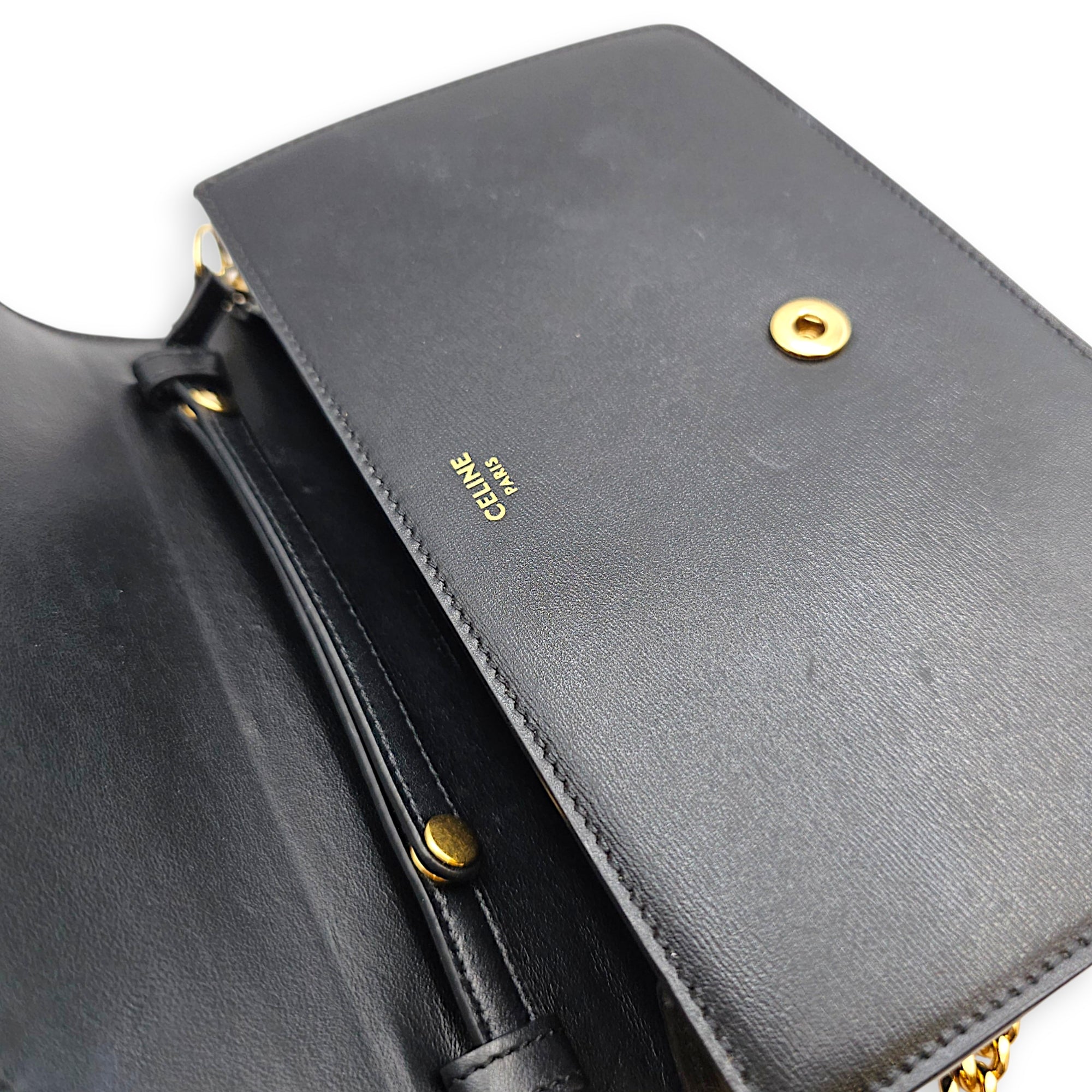Margo Triomphe Black Wallet On Chain in Calfskin Gold hardware CL2607-22737 8