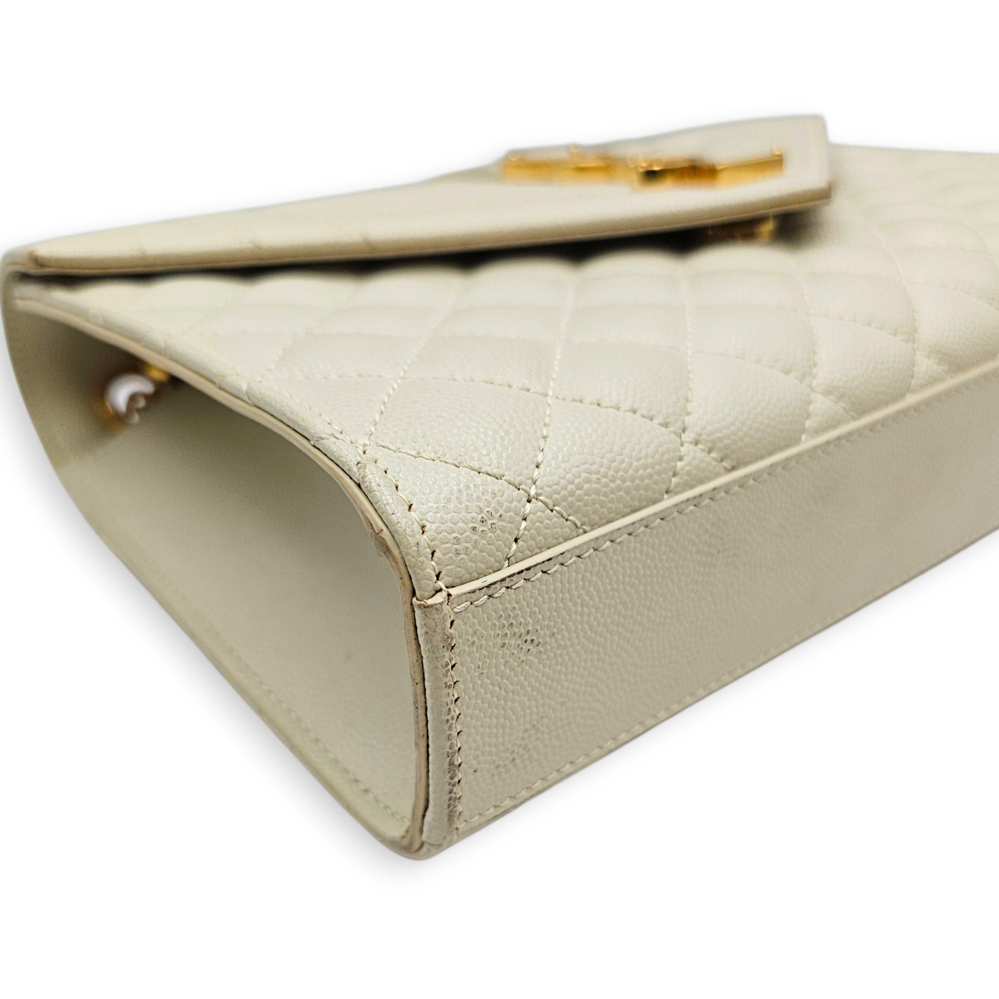 Quilted Grain De Poudre Envelope 24cm Beige Shoulder Bag in Calfskin Gold hardware CL2607-22738 13