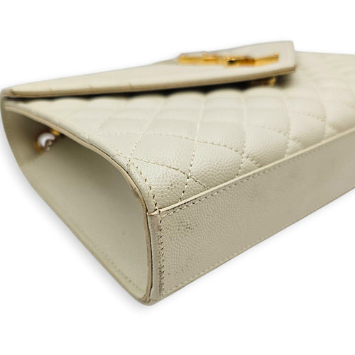Quilted Grain De Poudre Envelope 24cm Beige Shoulder Bag in Calfskin Gold hardware CL2607-22738 13