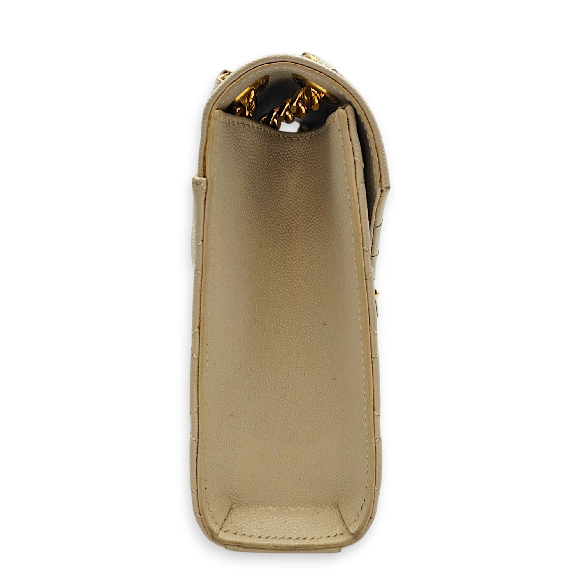 Quilted Grain De Poudre Envelope 24cm Beige Shoulder Bag in Calfskin Gold hardware CL2607-22738 4