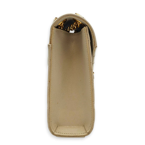 Quilted Grain De Poudre Envelope 24cm Beige Shoulder Bag in Calfskin Gold hardware CL2607-22738 4