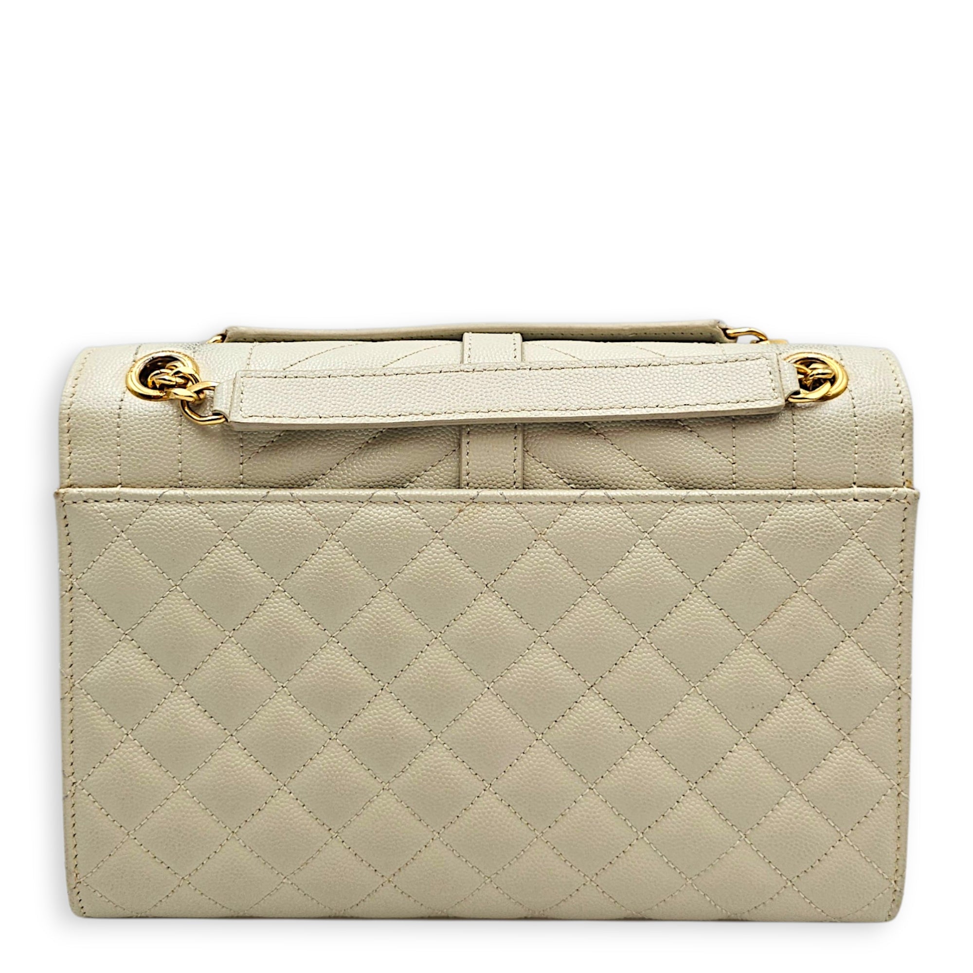 Quilted Grain De Poudre Envelope 24cm Beige Shoulder Bag in Calfskin Gold hardware CL2607-22738 2