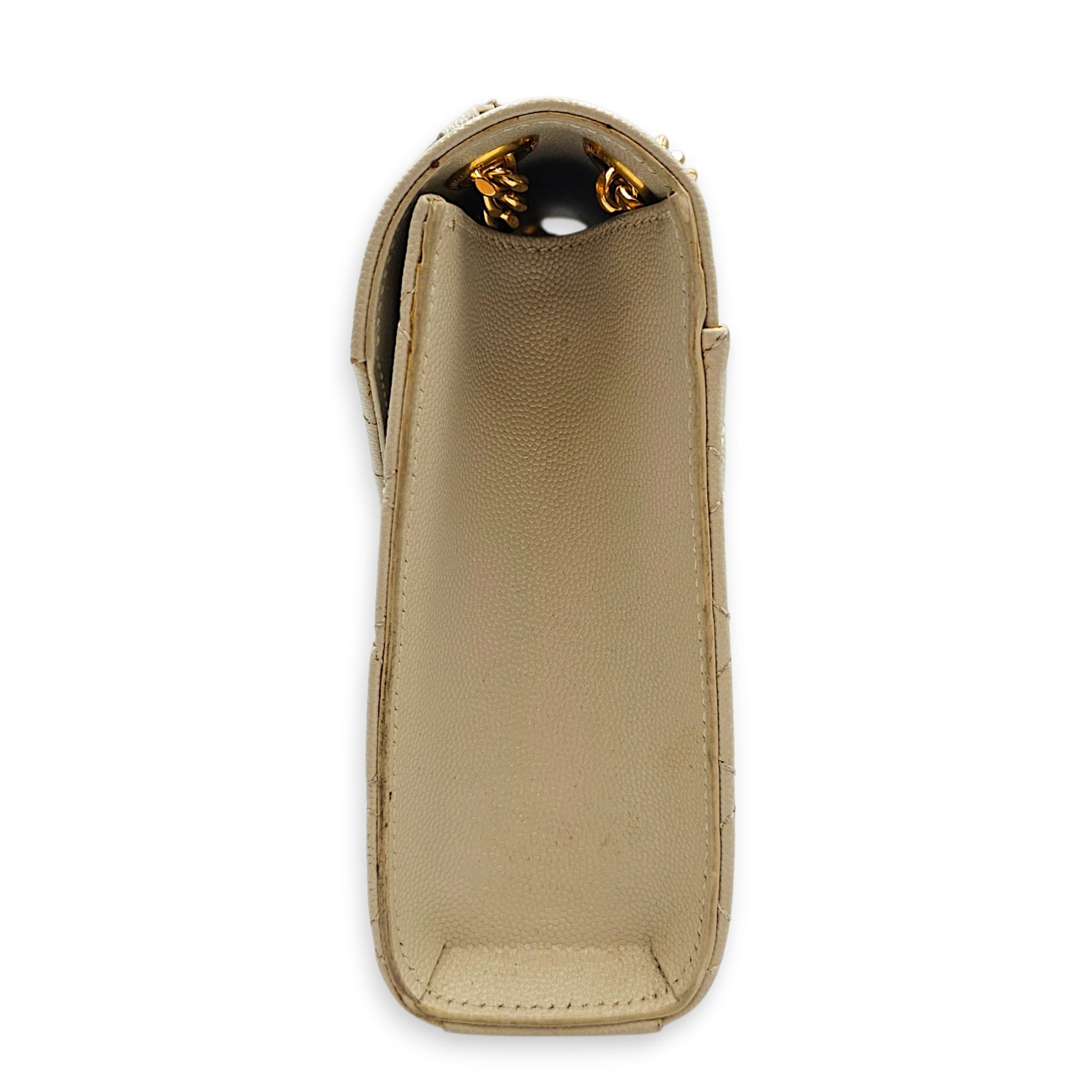 Quilted Grain De Poudre Envelope 24cm Beige Shoulder Bag in Calfskin Gold hardware CL2607-22738 3