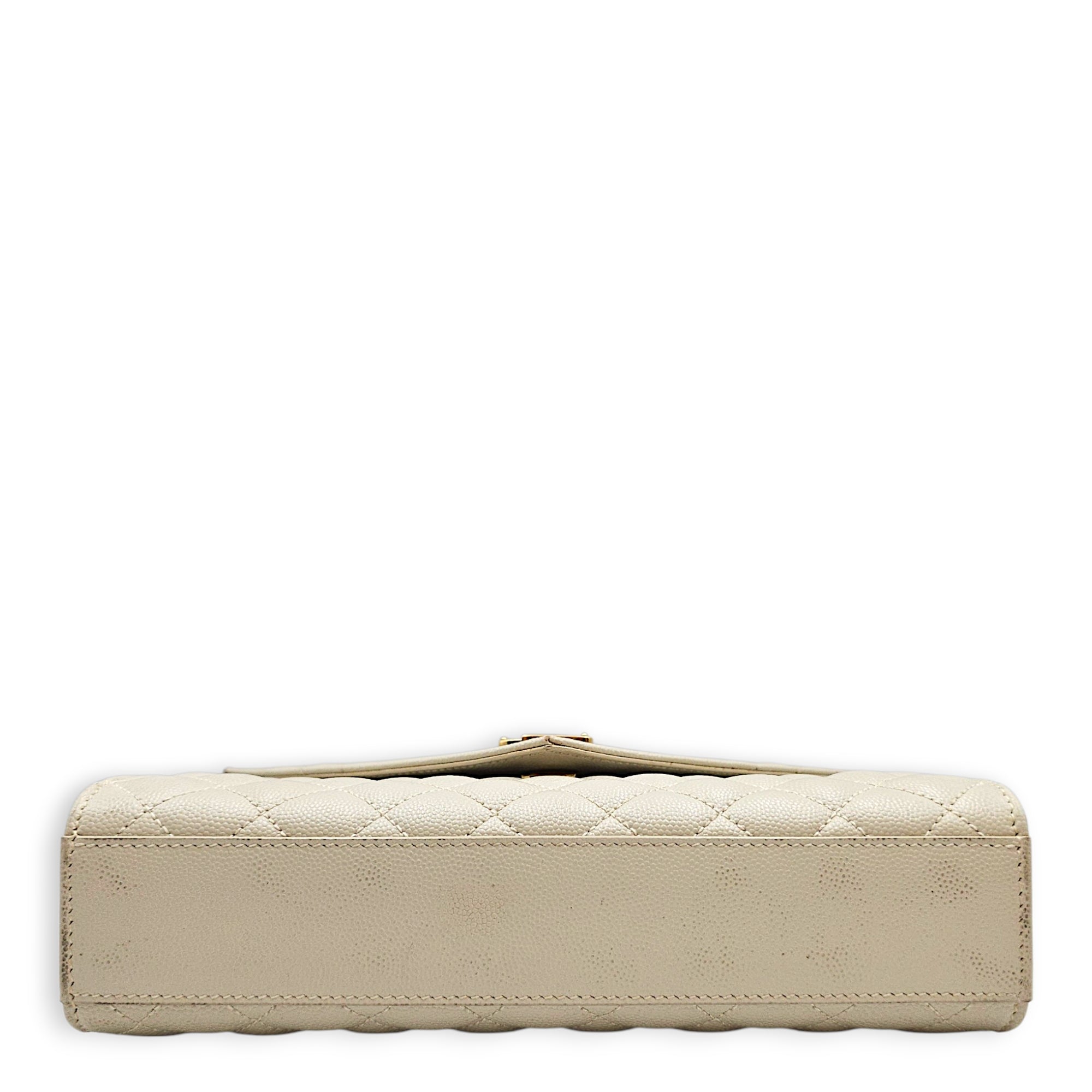 Quilted Grain De Poudre Envelope 24cm Beige Shoulder Bag in Calfskin Gold hardware CL2607-22738 5