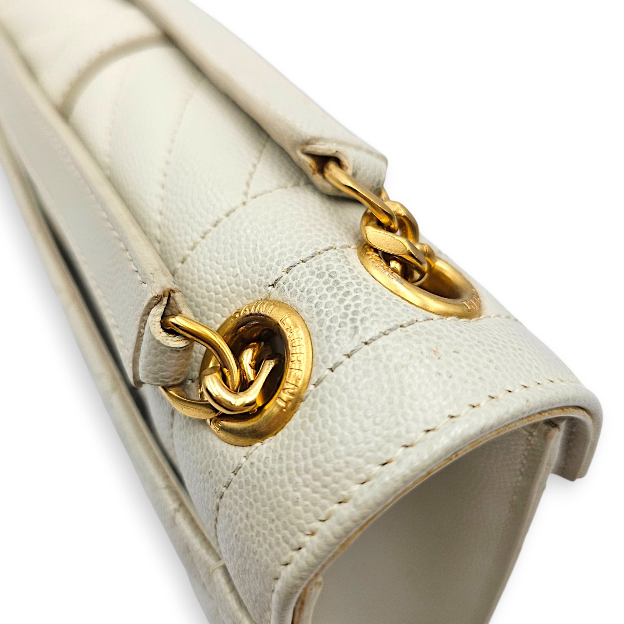 Quilted Grain De Poudre Envelope 24cm Beige Shoulder Bag in Calfskin Gold hardware CL2607-22738 7