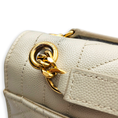 Quilted Grain De Poudre Envelope 24cm Beige Shoulder Bag in Calfskin Gold hardware CL2607-22738 8