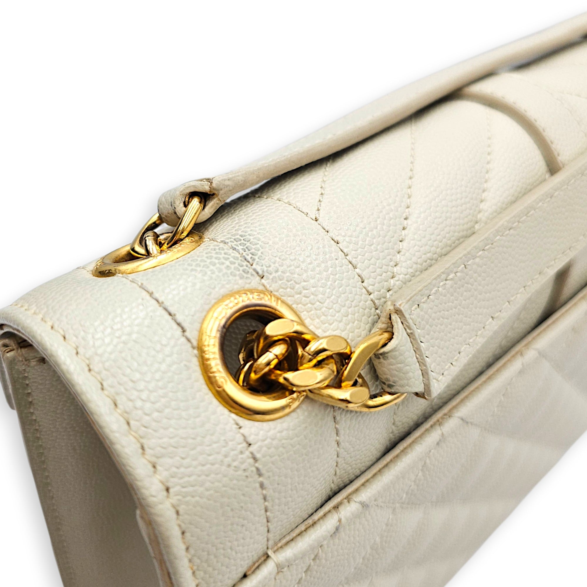 Quilted Grain De Poudre Envelope 24cm Beige Shoulder Bag in Calfskin Gold hardware CL2607-22738 9