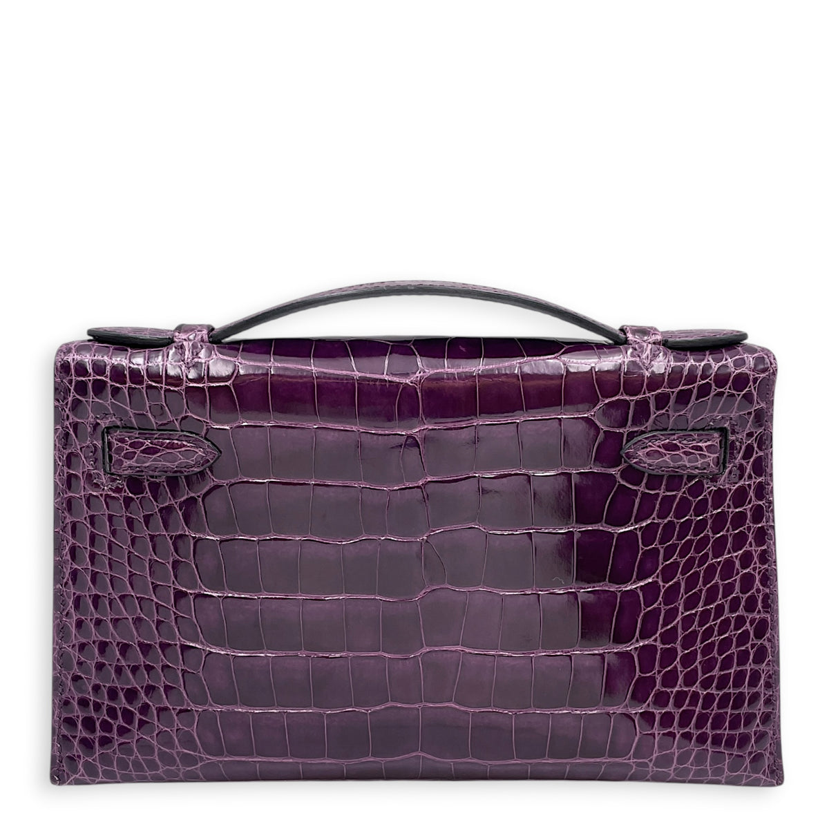 Kelly Pochette Amethyst in Shiny Alligator Palladium hardware