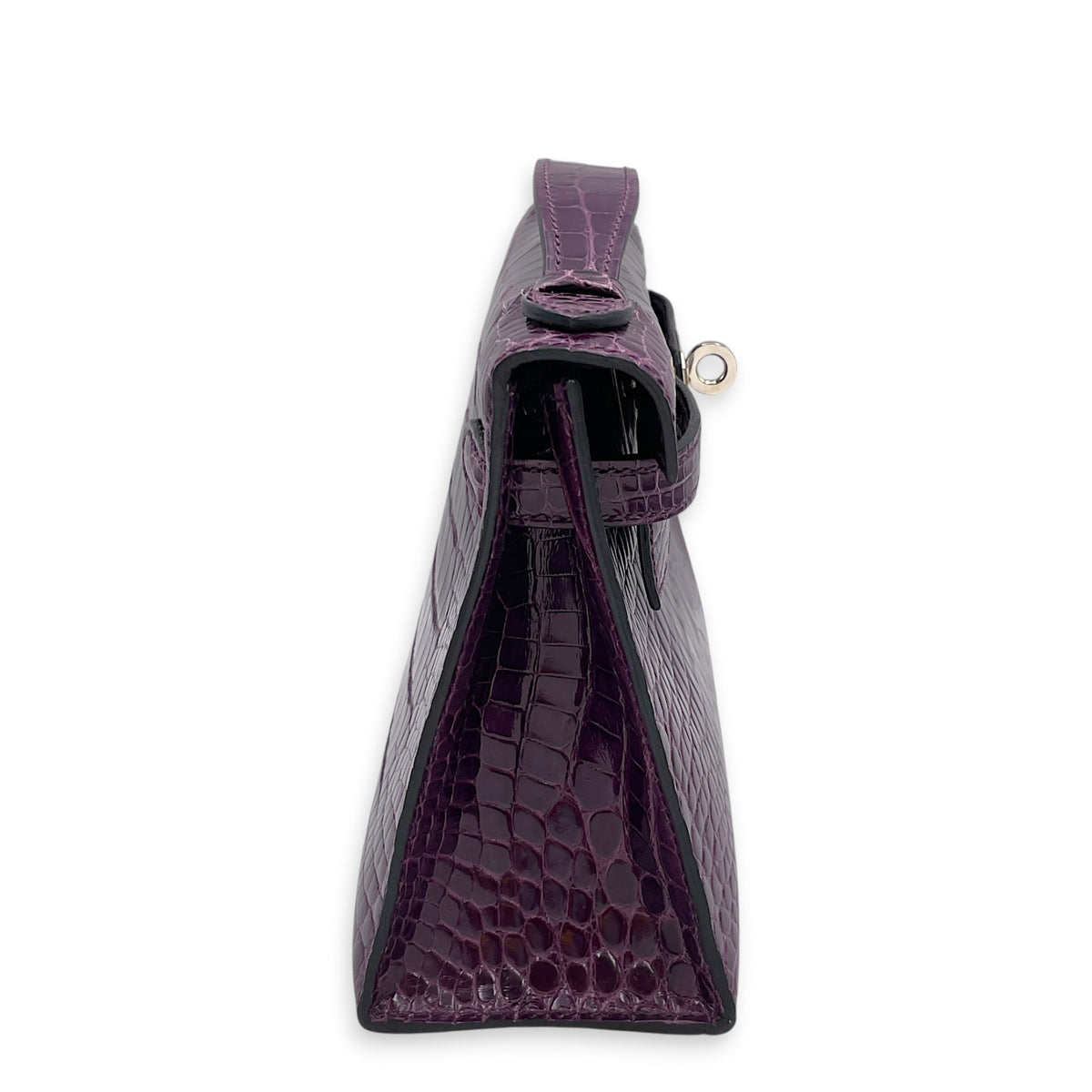 Kelly Pochette Amethyst in Shiny Alligator Palladium hardware