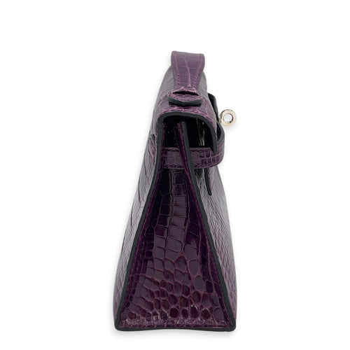 Kelly Pochette Amethyst in Shiny Alligator Palladium hardware
