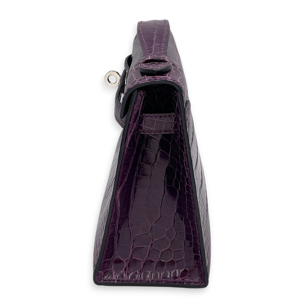 Kelly Pochette Amethyst in Shiny Alligator Palladium hardware