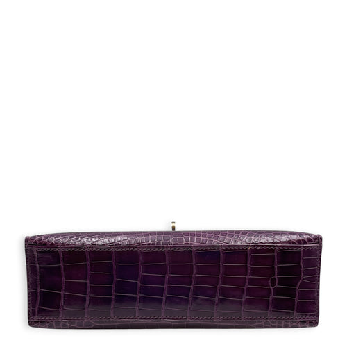 Kelly Pochette Amethyst in Shiny Alligator Palladium hardware
