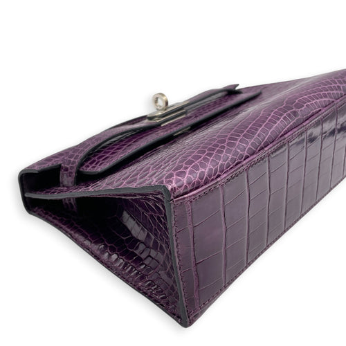 Kelly Pochette Amethyst in Shiny Alligator Palladium hardware