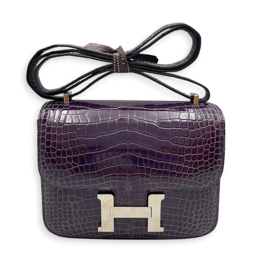 Constance 18 Amethyst in Shiny Alligator Palladium hardware