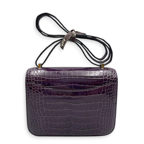 Constance 18 Amethyst in Shiny Alligator Palladium hardware