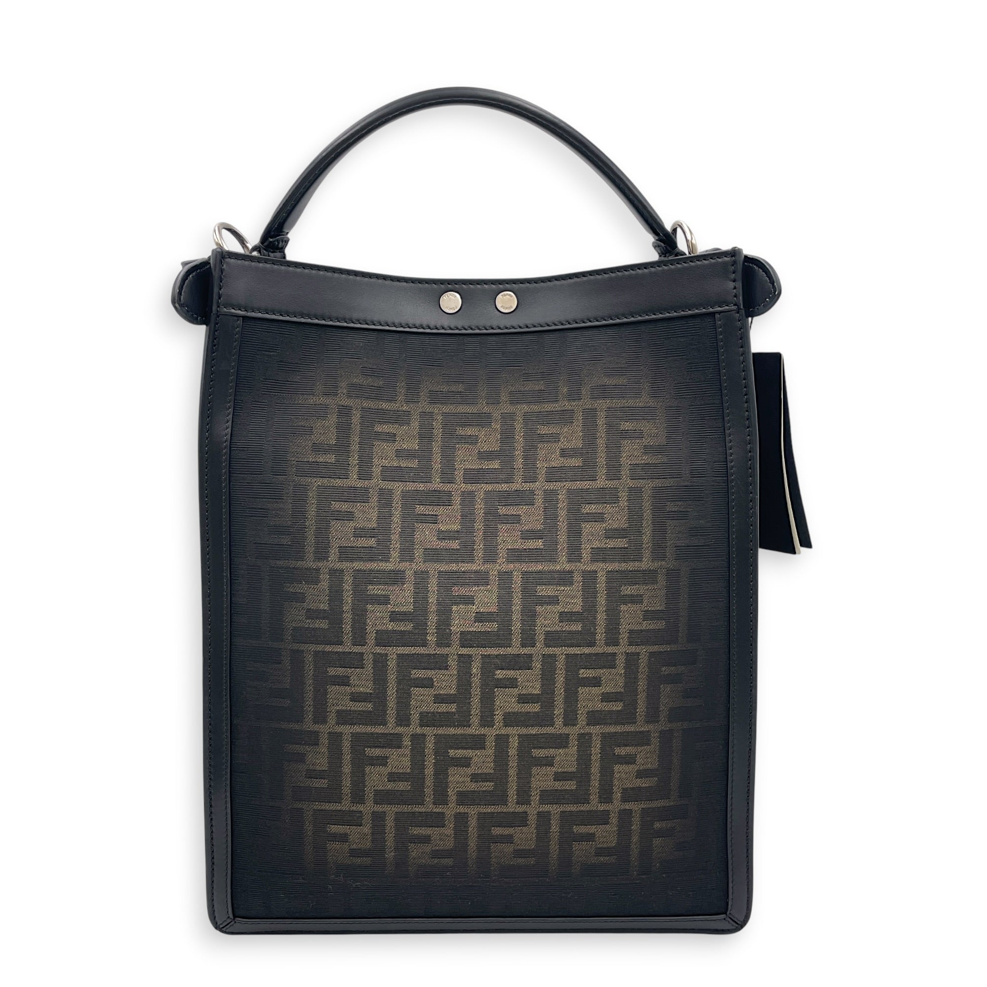 Peekaboo Medium Black Shoulder Bag in Canvas Silver hardware CL2608-022984 2