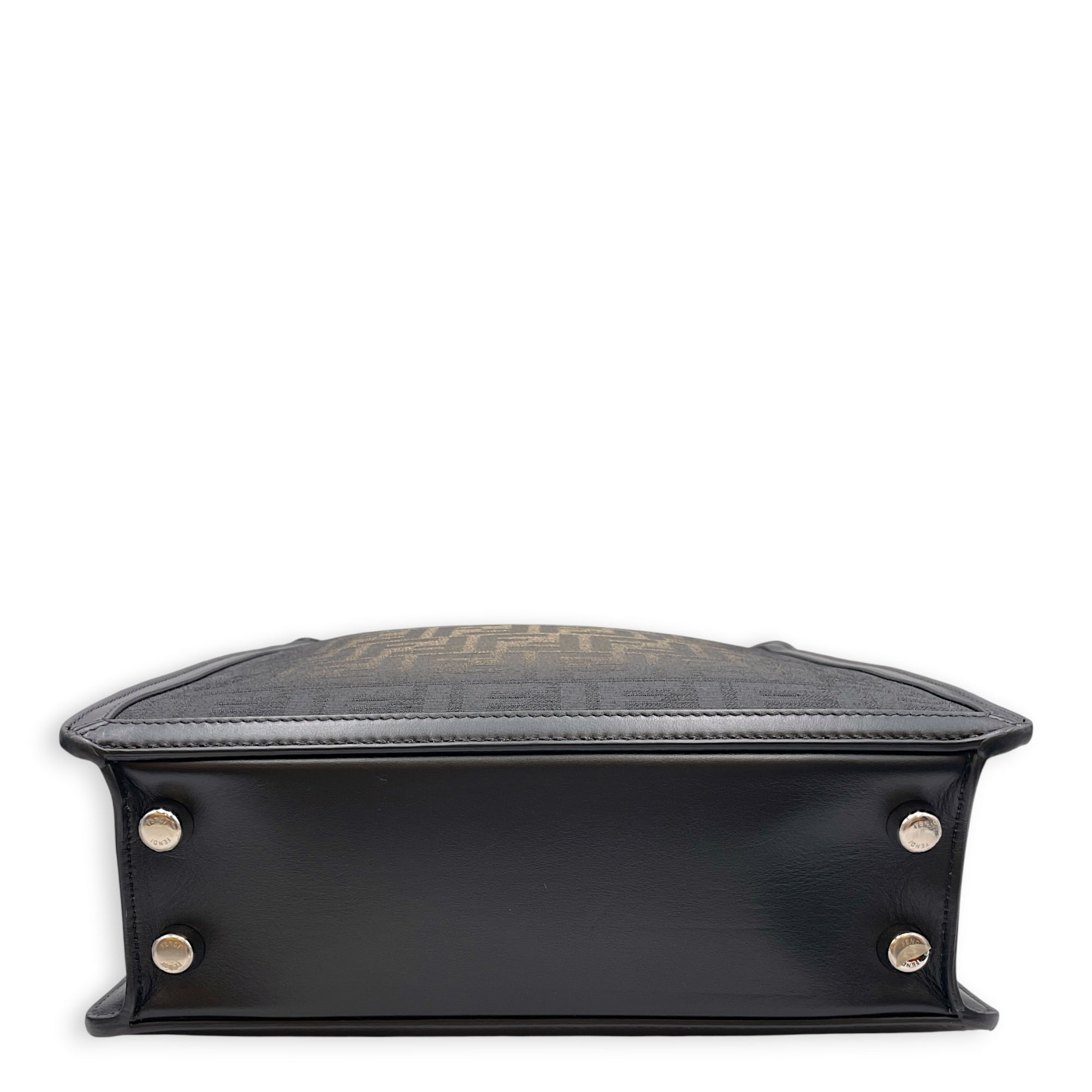 Peekaboo Medium Black Shoulder Bag in Canvas Silver hardware CL2608-022984 6