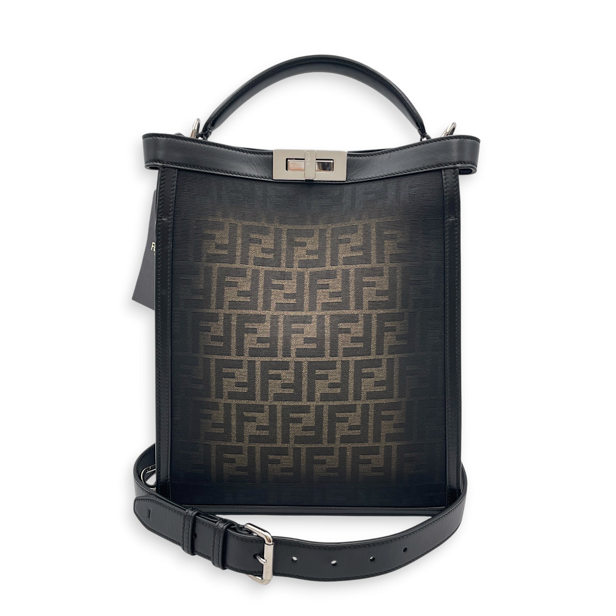 Peekaboo Medium Black Shoulder Bag in Canvas Silver hardware CL2608-022984 3