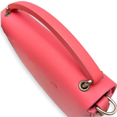 Baguette 18cm Pink Crossbody Bag in Patent Leather Silver hardware